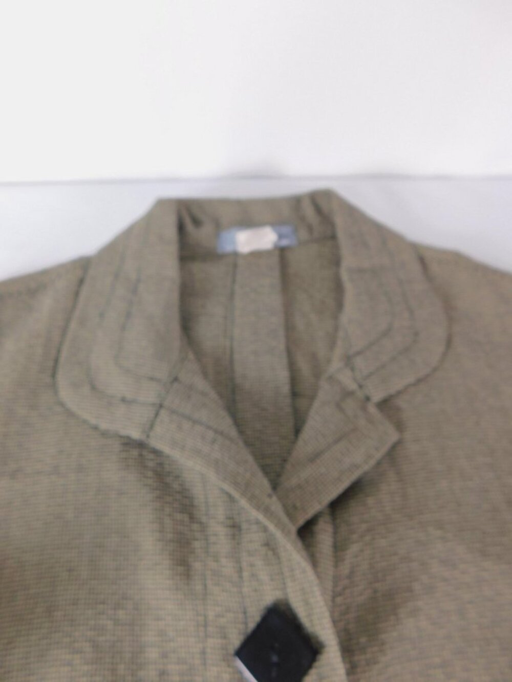 Moonlight Blazer Womens M Beige Check 3/4 Sleeve Button Front Pockets Jacket - Picture 6 of 12